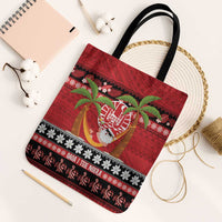 French Polynesia Christmas Tote Bag Tiare Chilling Santa Oaoa I teie Noera - Polynesian Pride