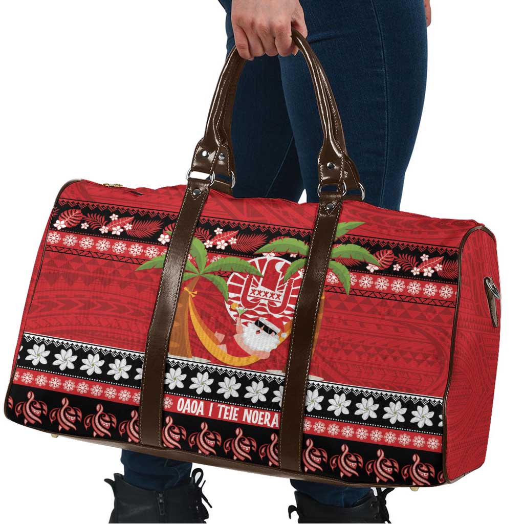 French Polynesia Christmas Travel Bag Tiare Chilling Santa Oaoa I teie Noera - Polynesian Pride