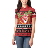 French Polynesia Christmas Women Polo Shirt Tiare Chilling Santa Oaoa I teie Noera - Polynesian Pride