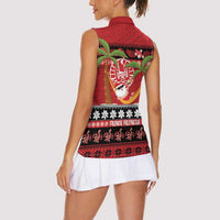 French Polynesia Christmas Women Sleeveless Polo Shirt Tiare Chilling Santa Oaoa I teie Noera LT14 - Polynesian Pride
