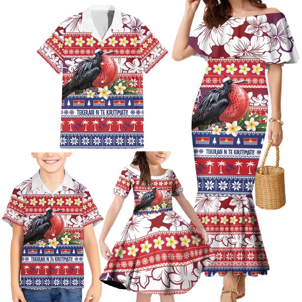 Kiribati Christmas Family Matching Mermaid Dress and Hawaiian Shirt Frigatebird Santa Tekeraoi n te Kiritimati - Polynesian Pride