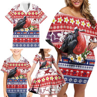 Kiribati Christmas Family Matching Off Shoulder Short Dress and Hawaiian Shirt Frigatebird Santa Tekeraoi n te Kiritimati - Polynesian Pride