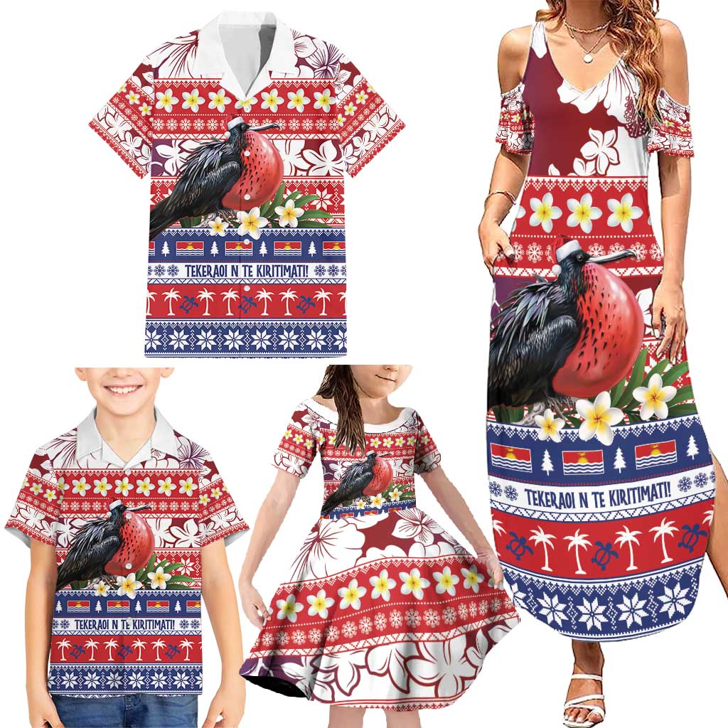 Kiribati Christmas Family Matching Summer Maxi Dress and Hawaiian Shirt Frigatebird Santa Tekeraoi n te Kiritimati - Polynesian Pride