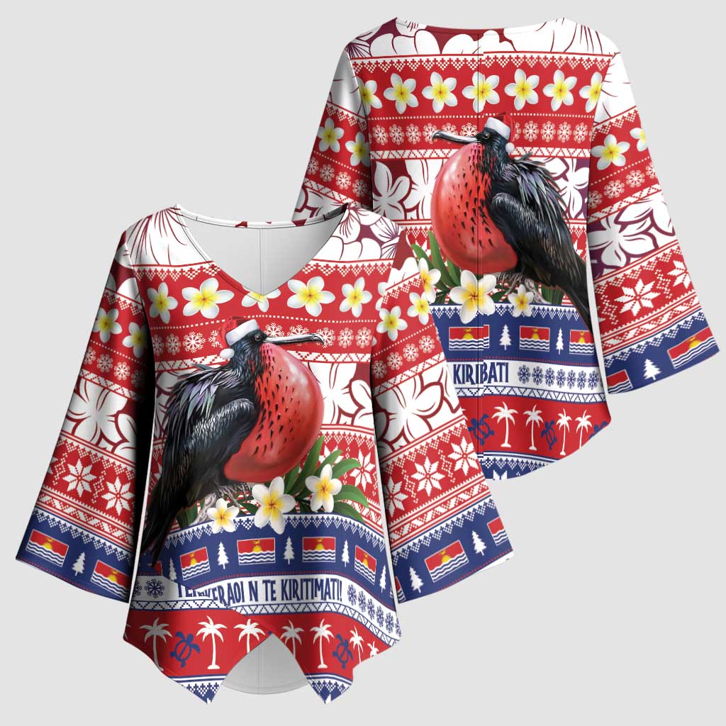 Kiribati Christmas Kimono Sleeve Blouse Frigatebird Santa Tekeraoi n te Kiritimati LT14 - Polynesian Pride