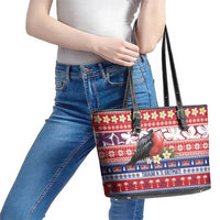 Kiribati Christmas Leather Tote Bag Frigatebird Santa Tekeraoi n te Kiritimati LT14 - Polynesian Pride