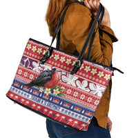 Kiribati Christmas Leather Tote Bag Frigatebird Santa Tekeraoi n te Kiritimati LT14 - Polynesian Pride