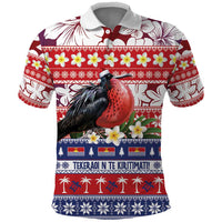 Kiribati Christmas Polo Shirt Frigatebird Santa Tekeraoi n te Kiritimati LT14 Red - Polynesian Pride