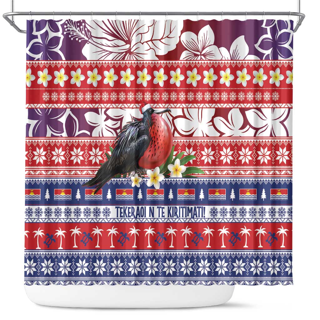 Kiribati Christmas Shower Curtain Frigatebird Santa Tekeraoi n te Kiritimati LT14 Red - Polynesian Pride