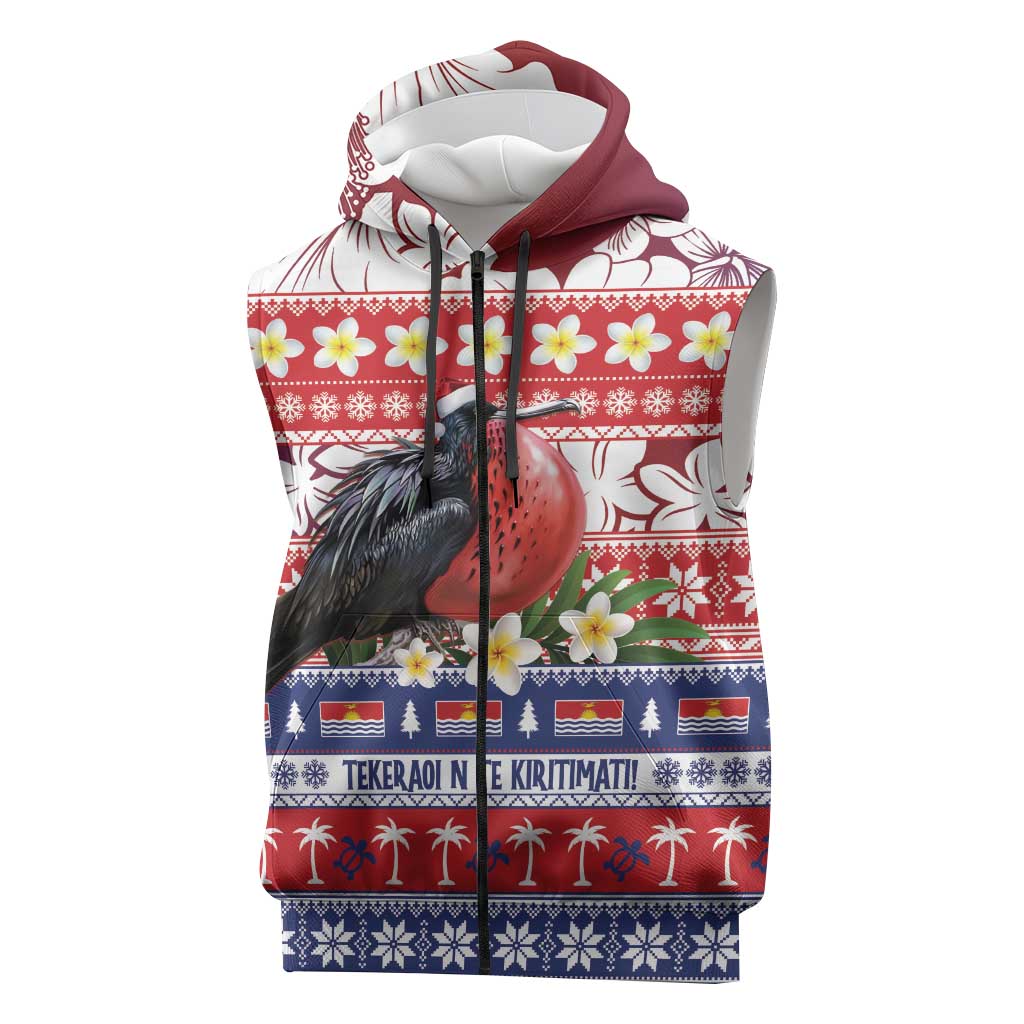 Kiribati Christmas Sleeveless Zip Hoodie Frigatebird Santa Tekeraoi n te Kiritimati LT14 Red - Polynesian Pride