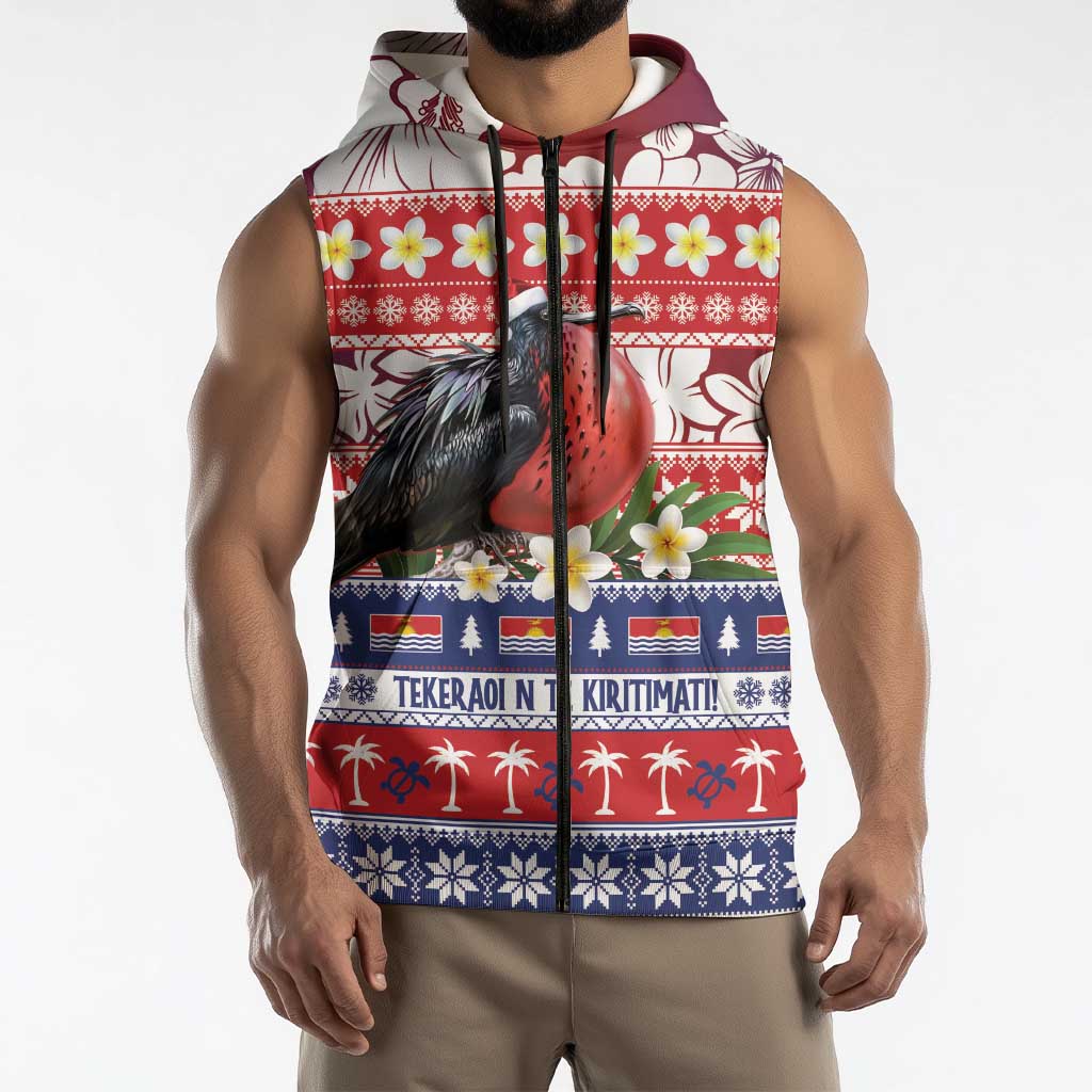 Kiribati Christmas Sleeveless Zip Hoodie Frigatebird Santa Tekeraoi n te Kiritimati LT14 - Polynesian Pride