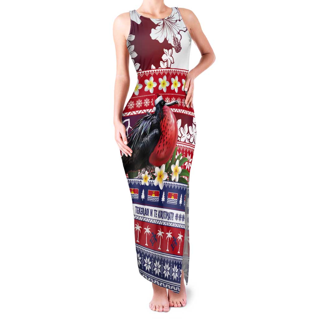 Kiribati Christmas Tank Maxi Dress Frigatebird Santa Tekeraoi n te Kiritimati LT14 Women Red - Polynesian Pride