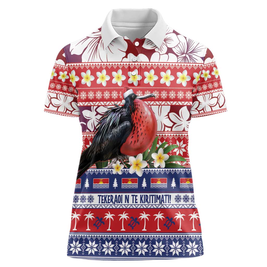 Kiribati Christmas Women Polo Shirt Frigatebird Santa Tekeraoi n te Kiritimati - Polynesian Pride