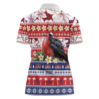 Kiribati Christmas Women Polo Shirt Frigatebird Santa Tekeraoi n te Kiritimati - Polynesian Pride