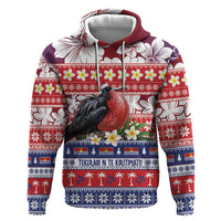 Kiribati Christmas Zip Hoodie Frigatebird Santa Tekeraoi n te Kiritimati LT14 Pullover Hoodie Red - Polynesian Pride