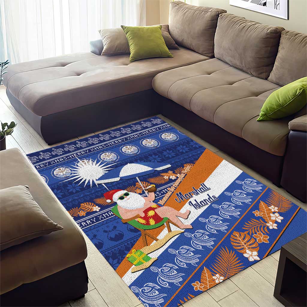 Marshall Islands Christmas Area Rug Beachy Santa Monono ilo raaneoan Nejin - Polynesian Pride