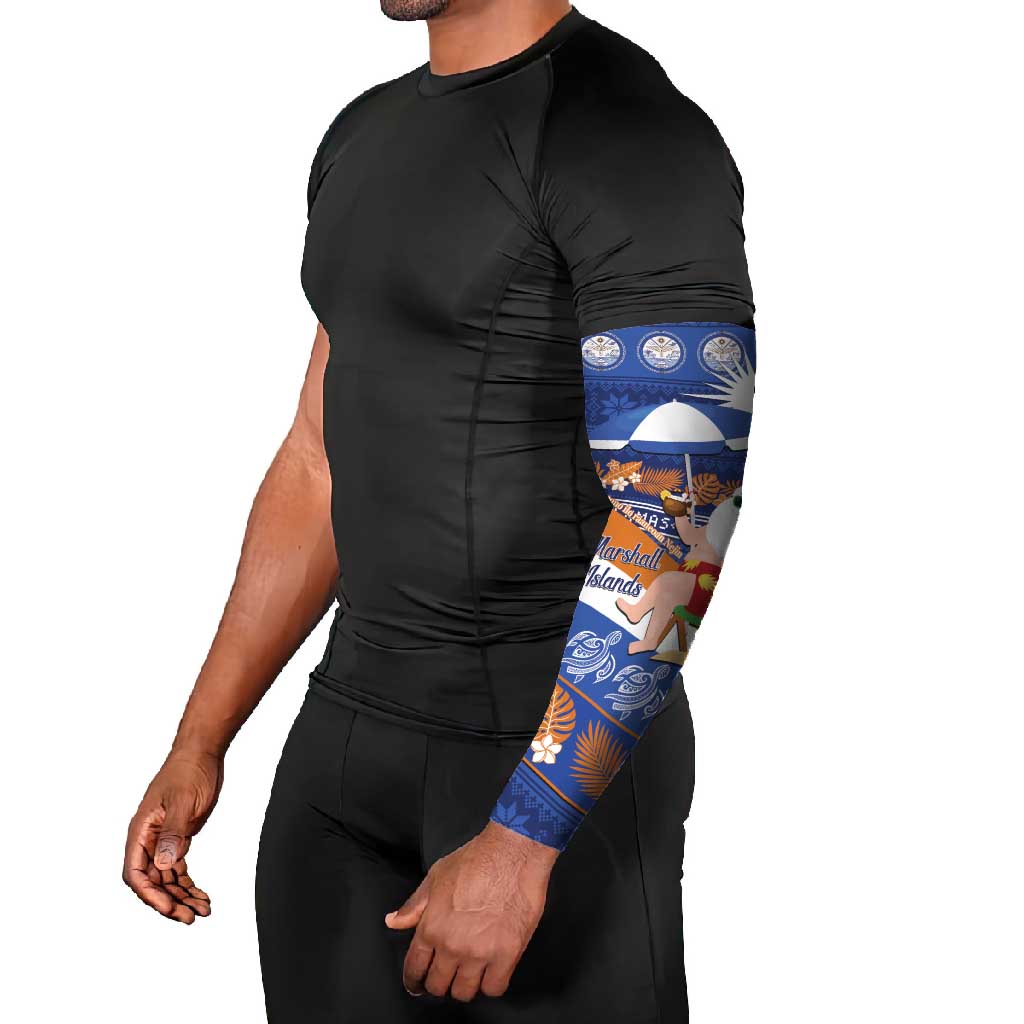 Marshall Islands Christmas Arm Sleeves Beachy Santa Monono ilo raaneoan Nejin - Polynesian Pride
