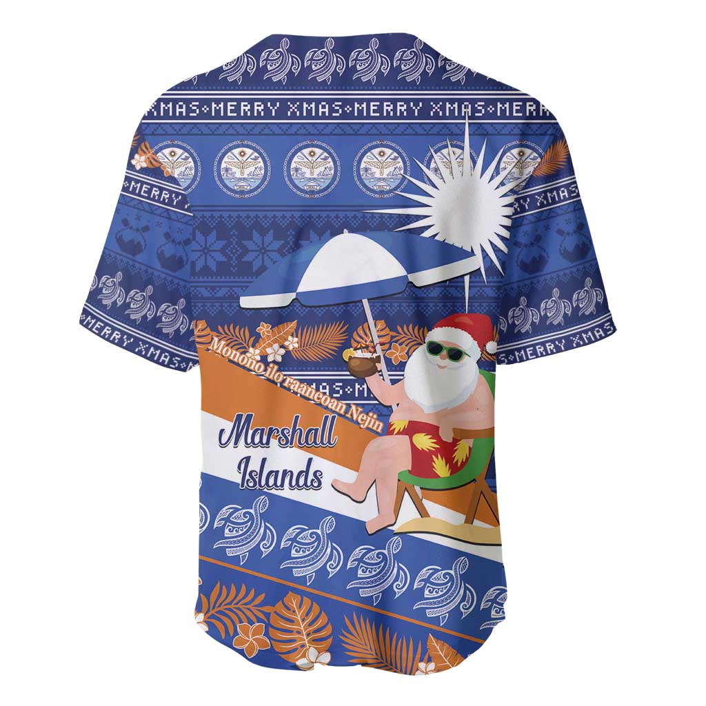 Marshall Islands Christmas Baseball Jersey Beachy Santa Monono ilo raaneoan Nejin - Polynesian Pride