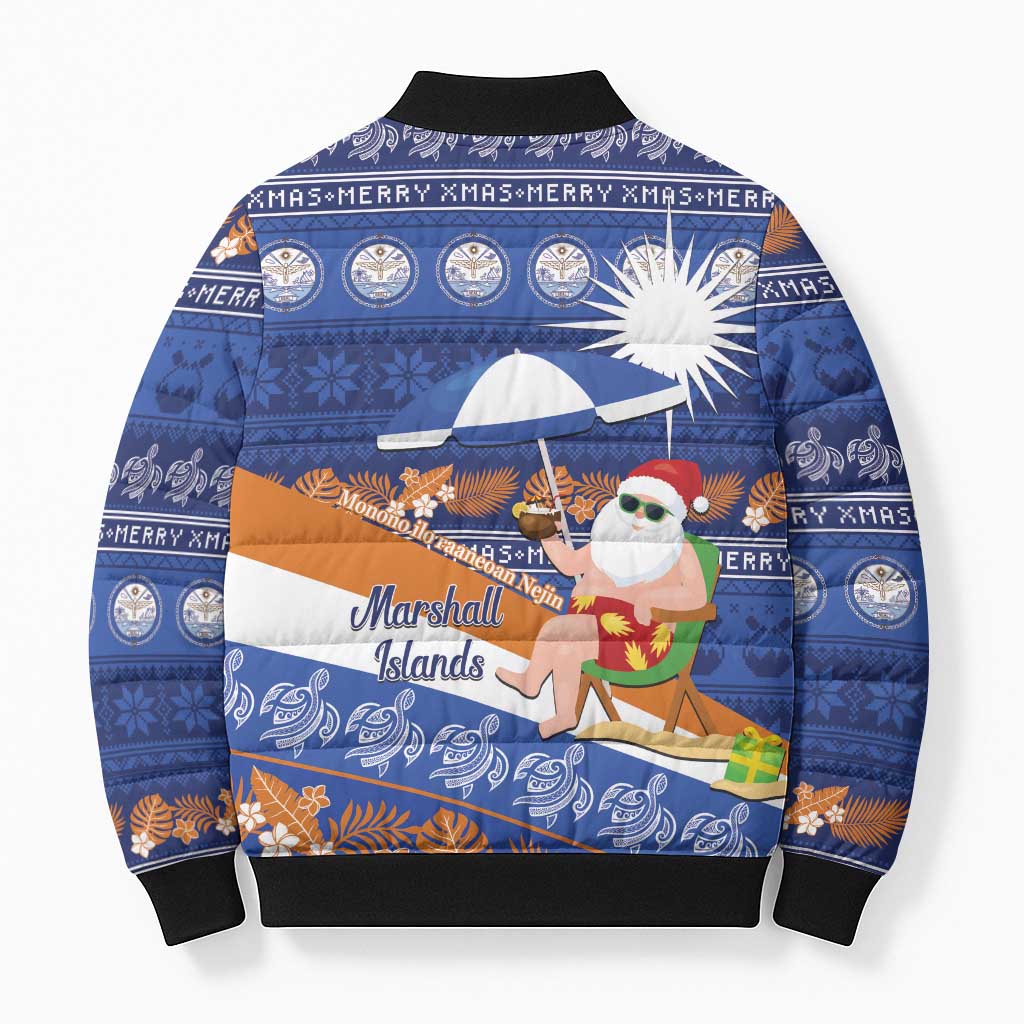 Marshall Islands Christmas Bomber Puffer Jacket Beachy Santa Monono ilo raaneoan Nejin LT14 - Polynesian Pride