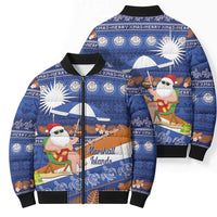 Marshall Islands Christmas Bomber Puffer Jacket Beachy Santa Monono ilo raaneoan Nejin LT14 - Polynesian Pride