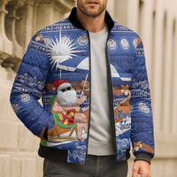 Marshall Islands Christmas Bomber Puffer Jacket Beachy Santa Monono ilo raaneoan Nejin LT14 - Polynesian Pride