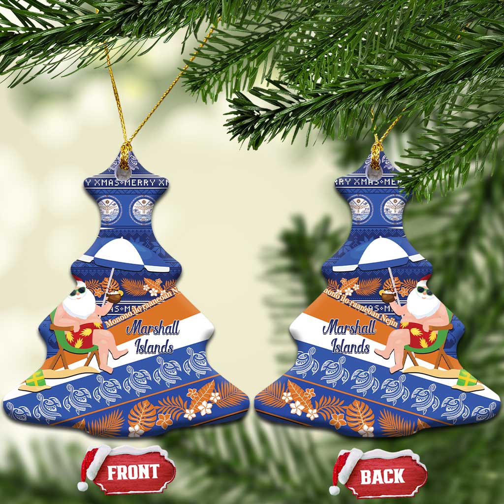 Marshall Islands Christmas Ceramic Ornament Beachy Santa Monono ilo raaneoan Nejin LT14 Christmas Tree Blue - Polynesian Pride