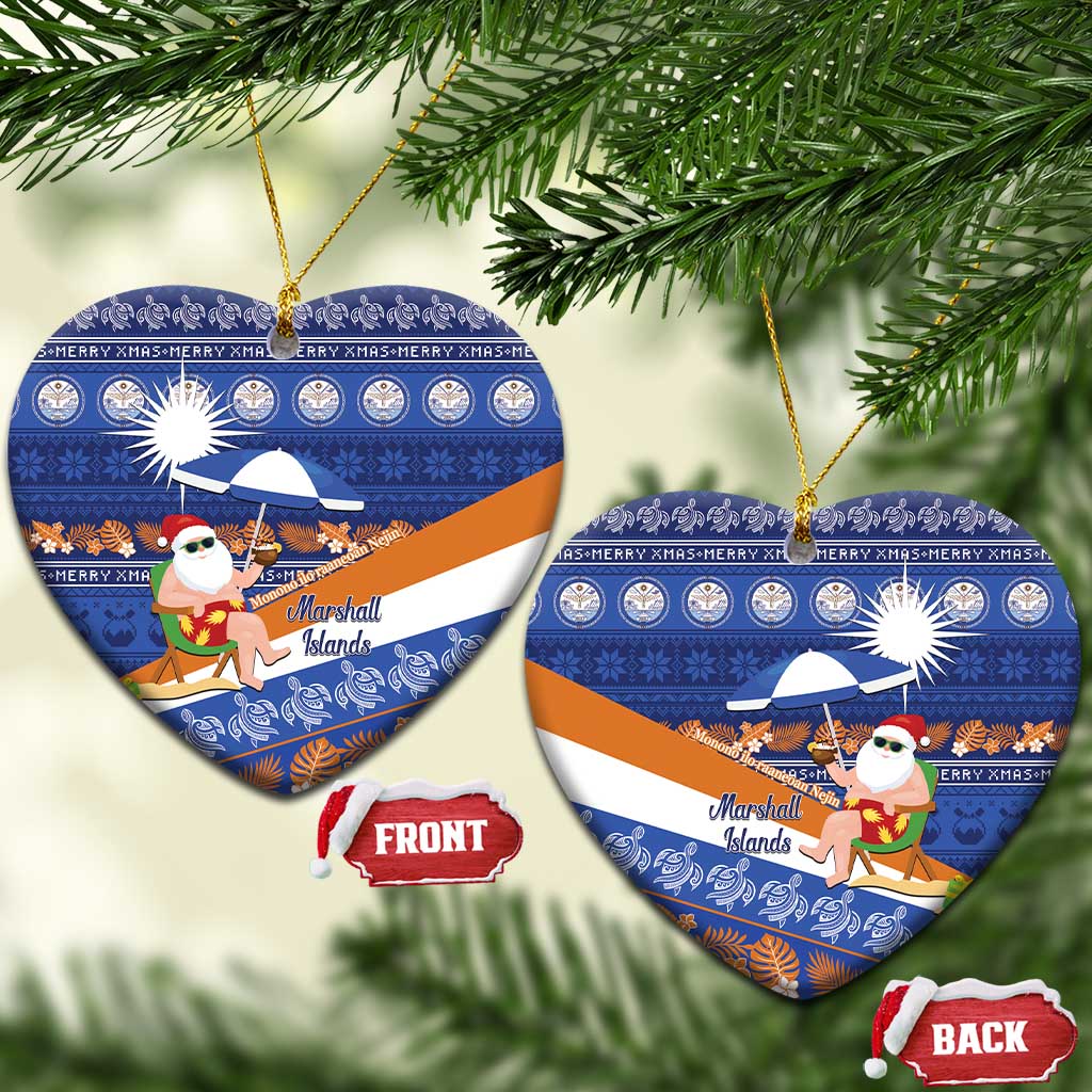Marshall Islands Christmas Ceramic Ornament Beachy Santa Monono ilo raaneoan Nejin LT14 Heart Blue - Polynesian Pride