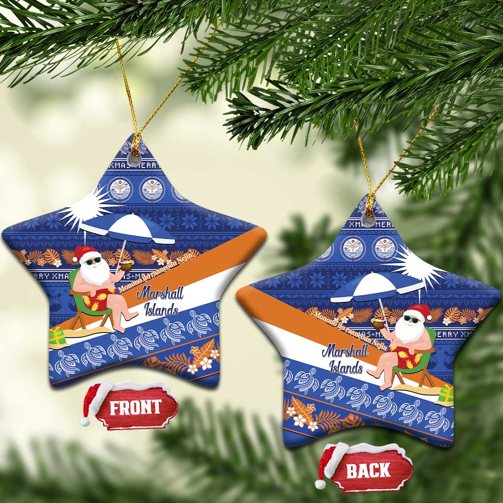 Marshall Islands Christmas Ceramic Ornament Beachy Santa Monono ilo raaneoan Nejin LT14 Star Blue - Polynesian Pride