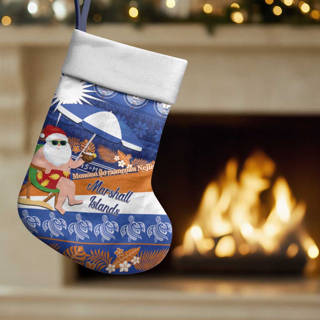 Marshall Islands Christmas Stocking Beachy Santa Monono ilo raaneoan Nejin LT14 Set of 2 Blue - Polynesian Pride