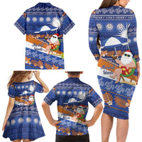 Marshall Islands Christmas Family Matching Long Sleeve Bodycon Dress and Hawaiian Shirt Beachy Santa Monono ilo raaneoan Nejin - Polynesian Pride
