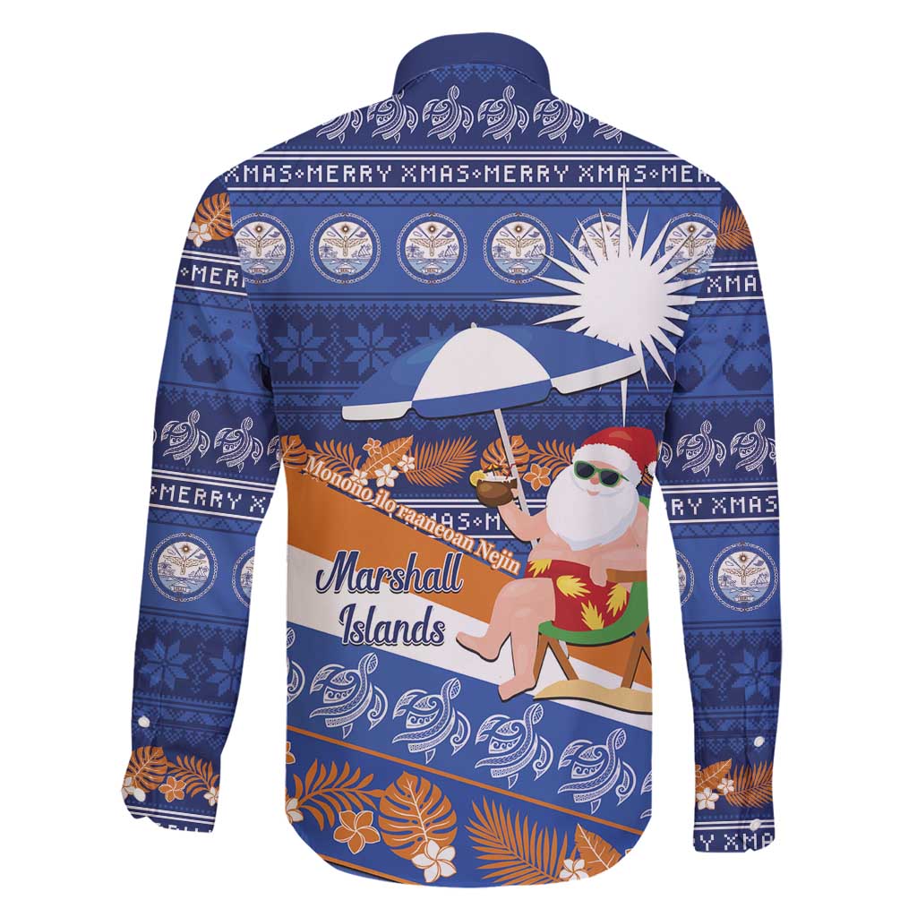 Marshall Islands Christmas Family Matching Long Sleeve Bodycon Dress and Hawaiian Shirt Beachy Santa Monono ilo raaneoan Nejin - Polynesian Pride