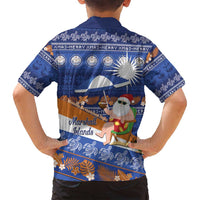 Marshall Islands Christmas Family Matching Off Shoulder Short Dress and Hawaiian Shirt Beachy Santa Monono ilo raaneoan Nejin - Polynesian Pride