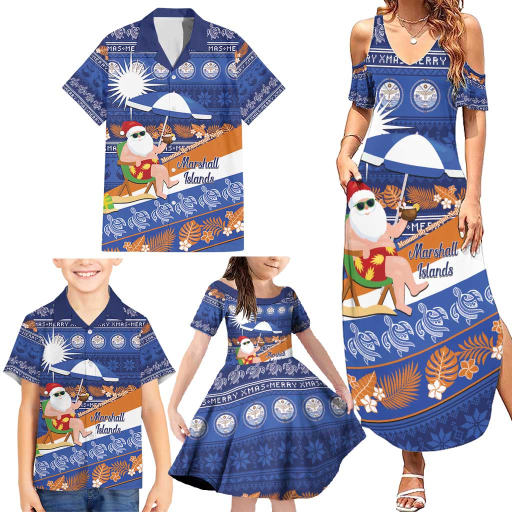 Marshall Islands Christmas Family Matching Summer Maxi Dress and Hawaiian Shirt Beachy Santa Monono ilo raaneoan Nejin - Polynesian Pride