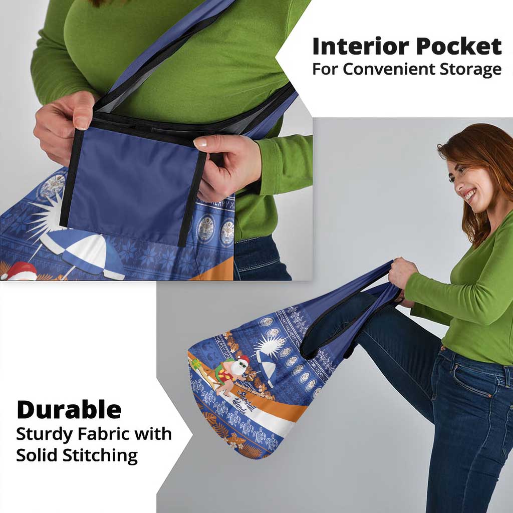 Marshall Islands Christmas Grocery Bag Beachy Santa Monono ilo raaneoan Nejin - Polynesian Pride