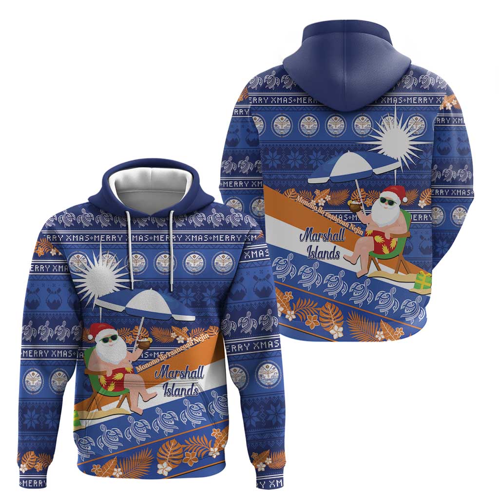 Marshall Islands Christmas Hoodie Beachy Santa Monono ilo raaneoan Nejin - Polynesian Pride
