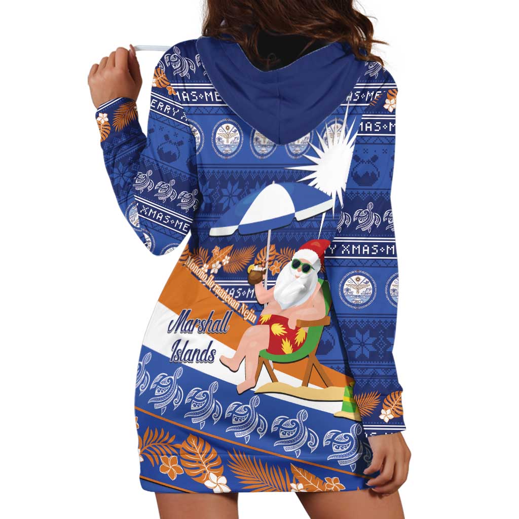 Marshall Islands Christmas Hoodie Dress Beachy Santa Monono ilo raaneoan Nejin LT14 - Polynesian Pride