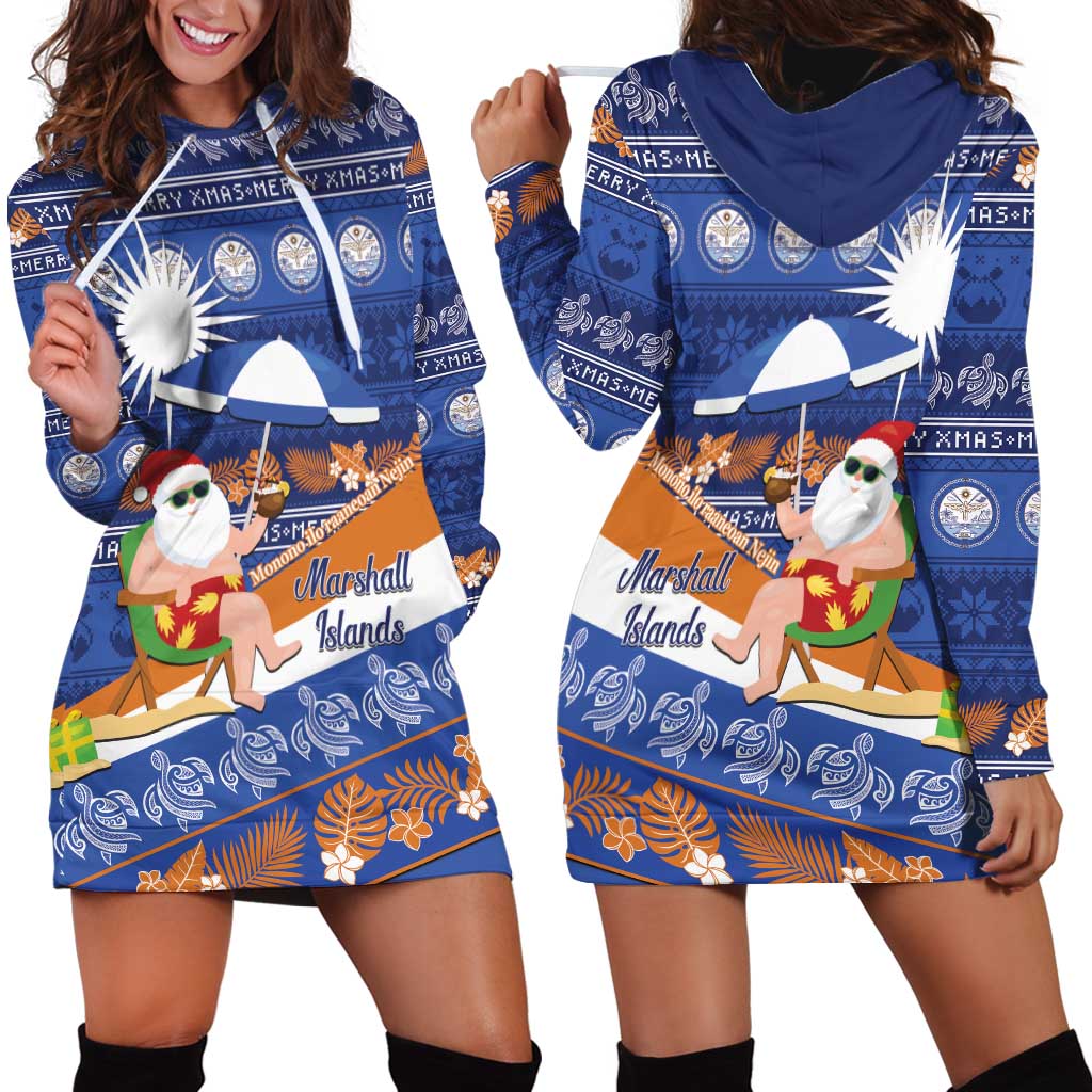 Marshall Islands Christmas Hoodie Dress Beachy Santa Monono ilo raaneoan Nejin LT14 - Polynesian Pride