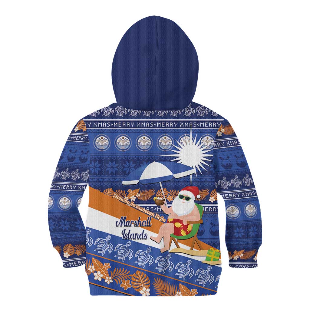 Marshall Islands Christmas Kid Hoodie Beachy Santa Monono ilo raaneoan Nejin - Polynesian Pride