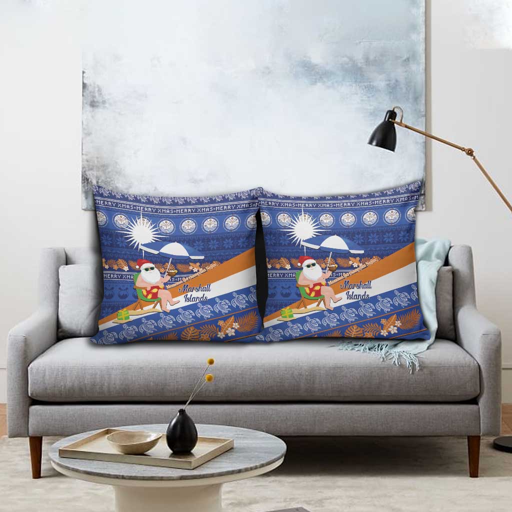 Marshall Islands Christmas Pillow Cover Beachy Santa Monono ilo raaneoan Nejin - Polynesian Pride