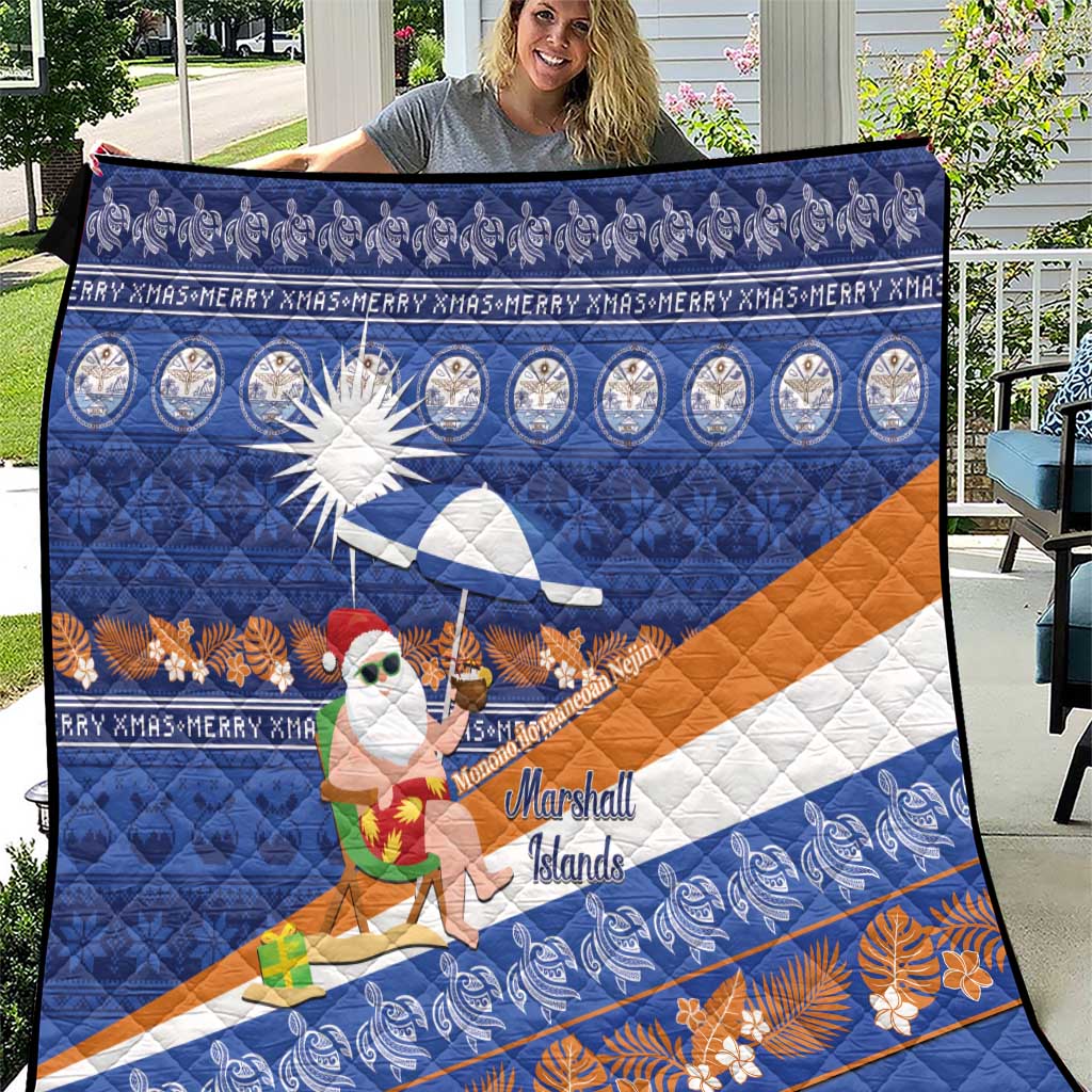 Marshall Islands Christmas Quilt Beachy Santa Monono ilo raaneoan Nejin LT14 Blue - Polynesian Pride