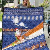Marshall Islands Christmas Quilt Beachy Santa Monono ilo raaneoan Nejin LT14 Blue - Polynesian Pride