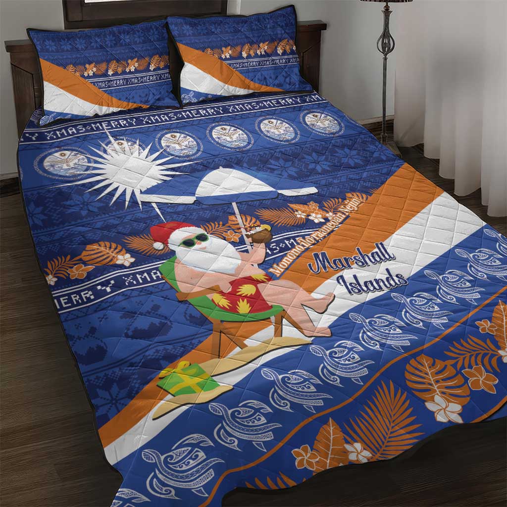 Marshall Islands Christmas Quilt Bed Set Beachy Santa Monono ilo raaneoan Nejin - Polynesian Pride