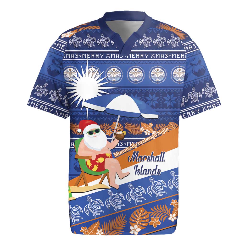 Marshall Islands Christmas Rugby Jersey Beachy Santa Monono ilo raaneoan Nejin - Polynesian Pride