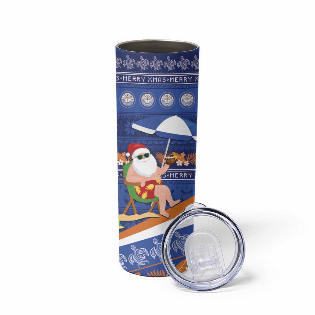 Marshall Islands Christmas Skinny Tumbler Beachy Santa Monono ilo raaneoan Nejin - Polynesian Pride