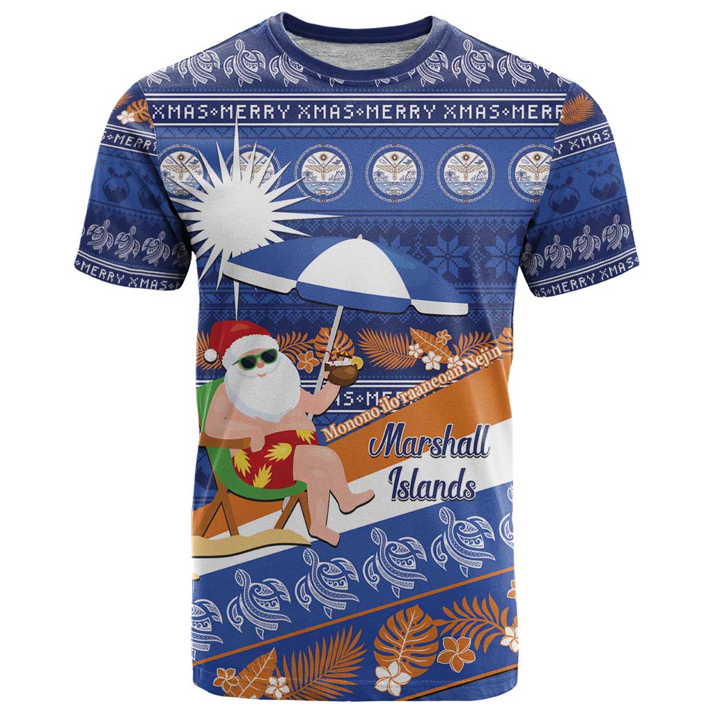 Marshall Islands Christmas T Shirt Beachy Santa Monono ilo raaneoan Nejin - Polynesian Pride