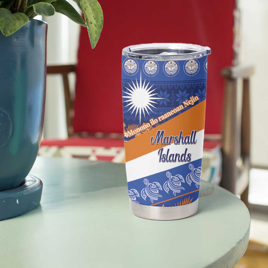 Marshall Islands Christmas Tumbler Cup Beachy Santa Monono ilo raaneoan Nejin - Polynesian Pride