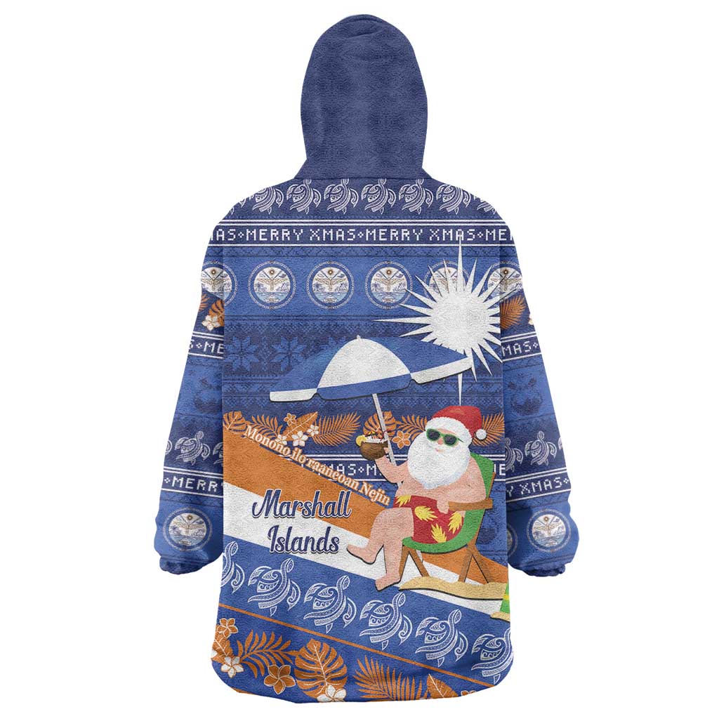 Marshall Islands Christmas Wearable Blanket Hoodie Beachy Santa Monono ilo raaneoan Nejin LT14 - Polynesian Pride