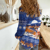 Marshall Islands Christmas Women Casual Shirt Beachy Santa Monono ilo raaneoan Nejin LT14 - Polynesian Pride