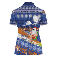 Marshall Islands Christmas Women Polo Shirt Beachy Santa Monono ilo raaneoan Nejin - Polynesian Pride