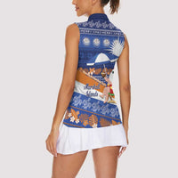Marshall Islands Christmas Women Sleeveless Polo Shirt Beachy Santa Monono ilo raaneoan Nejin LT14 - Polynesian Pride
