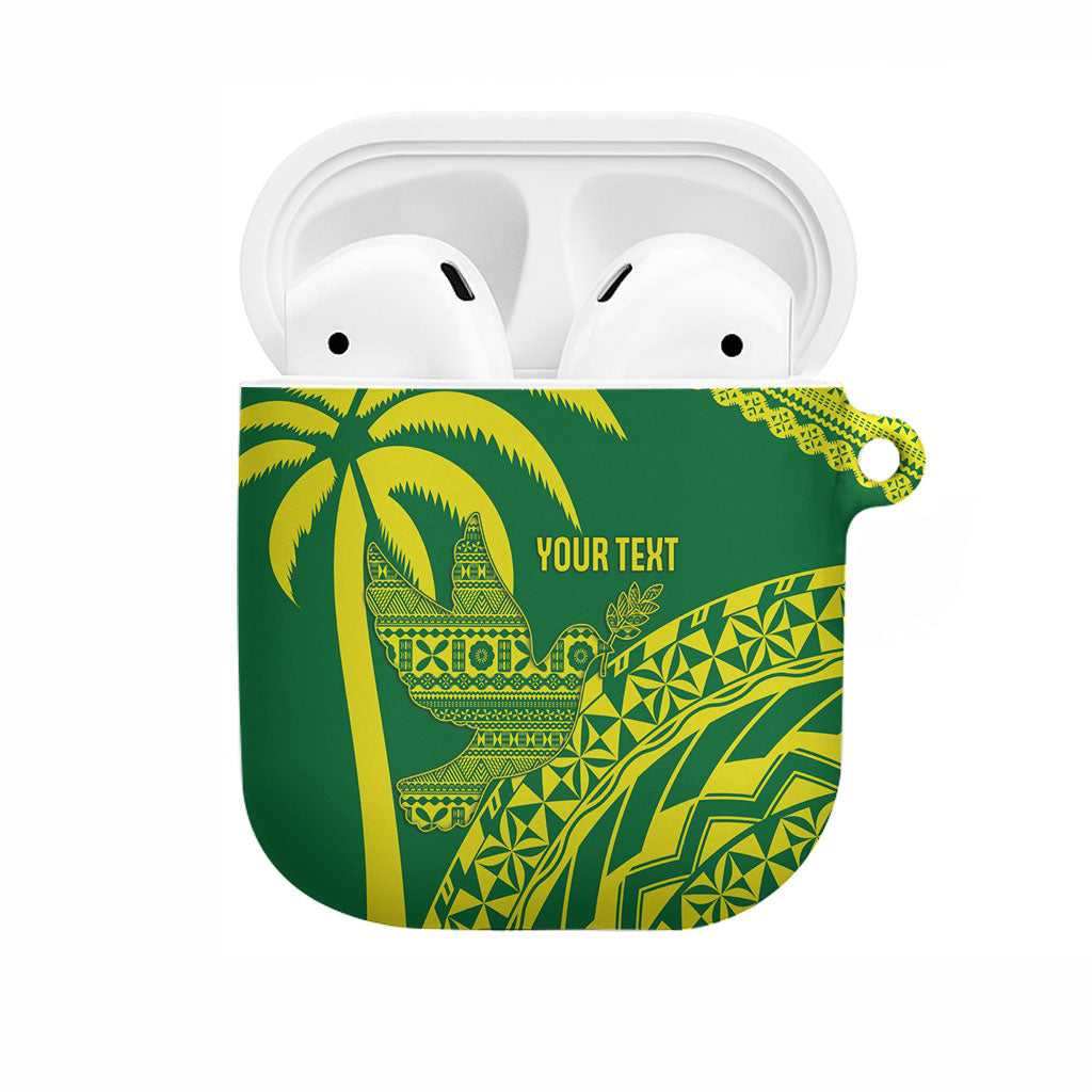 Tailevu Fiji 2026 Rugby Custom AirPods Case Dove Nation Fijian Tapa Pattern